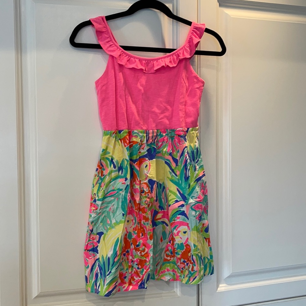 Lily Pulitzer Girls Pink Parrot Dress. XL (12-14)